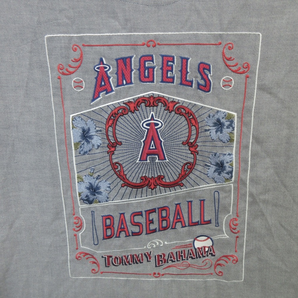 Tommy Bahama Men's Shirt 2XL Angels MLB Baseball Short Sleeve Embroidered